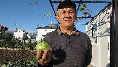 Balıkesir'de emekli eğitimci hobi bahçesinde 'alabaş' turbu yetiştirdi