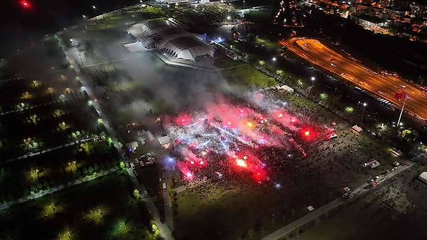 Trabzonspor’un şampiyonluk kutlaması havadan görüntülendi